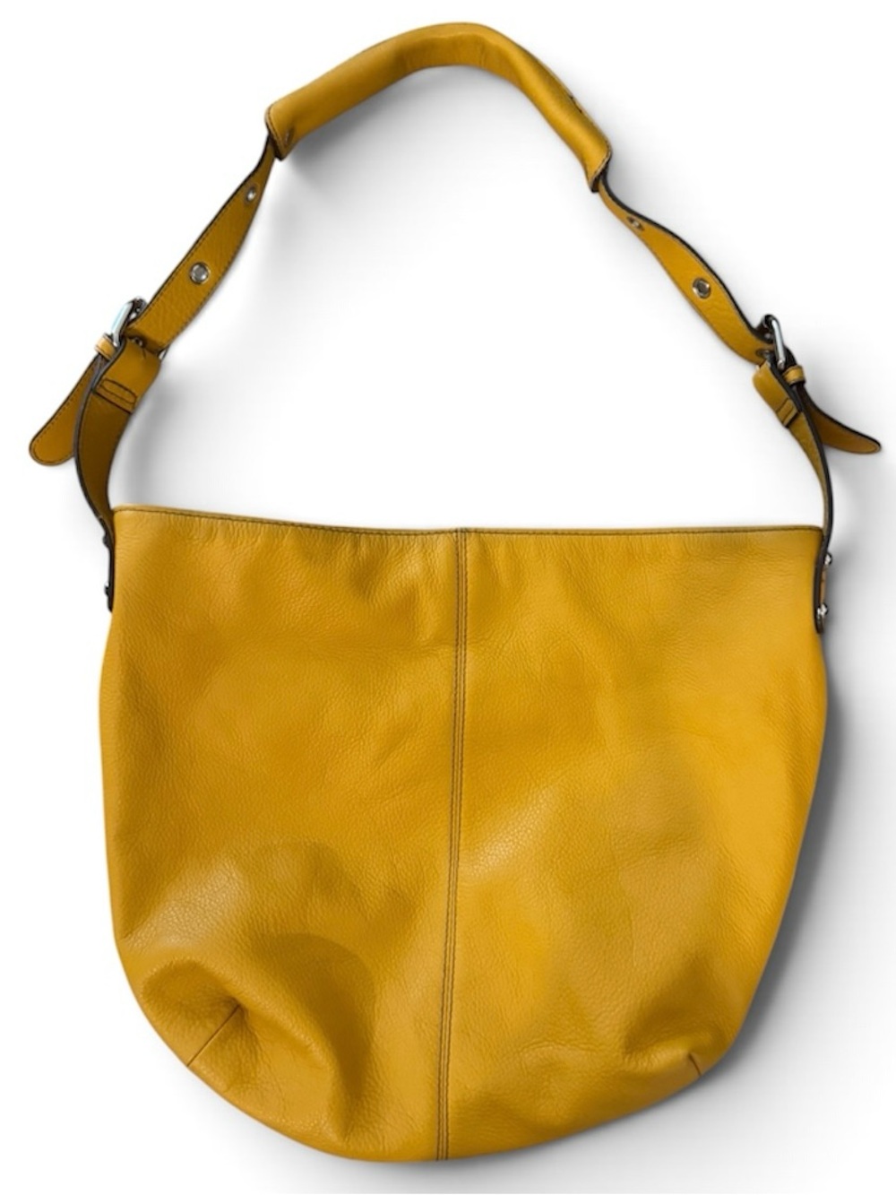 Tignanello Genuine Leather Mustard Yellow Hobo Shoulder Bag NWOT